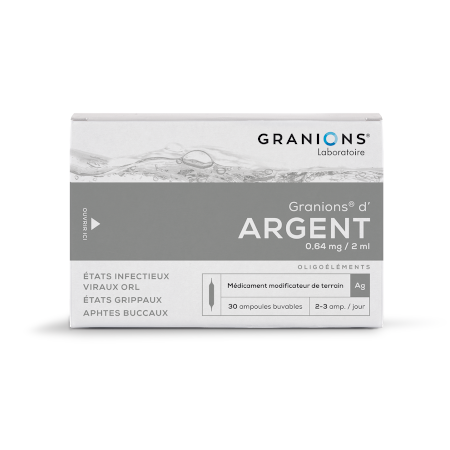 Granions argent 0 mg64/2ml solution buvable, 30 ampoules