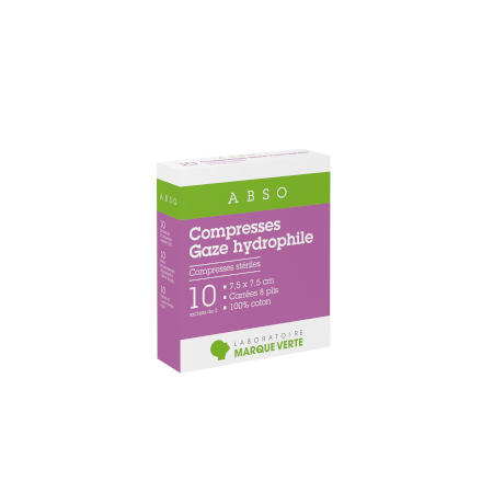 ABSO Compresses gaze 7,5x7,5, boîte de 10 sachets de 2