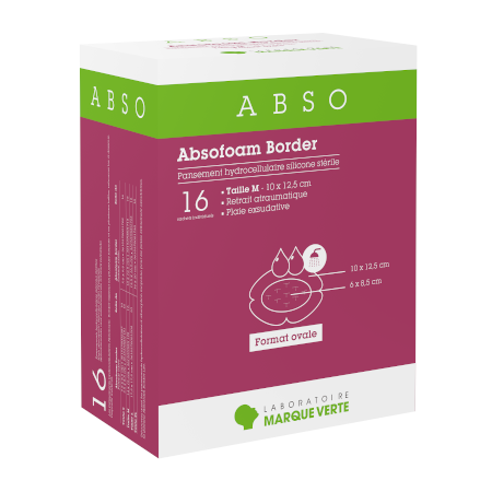 ABSOFOAM B. OVAL pansement hydrocellulaire taille M (10x12,5cm), boîte de 16