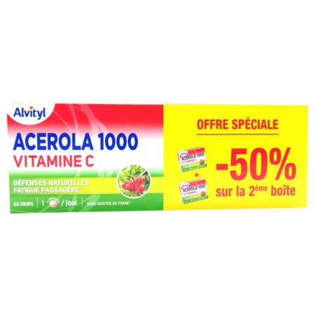 Acerola 1000 vitamine, lot de 2