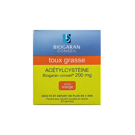 Acetylcysteine biogaran conseil 200 mg, 20 sachets