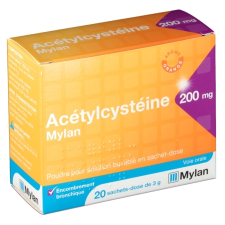 Acetylcysteine mylan 200 mg, 20 sachets