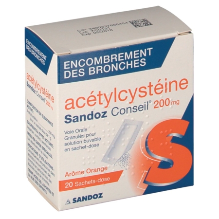 Acetylcysteine sandoz conseil 200 mg, 20 sachets