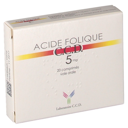 Acide folique ccd 5 mg, 20 comprimés