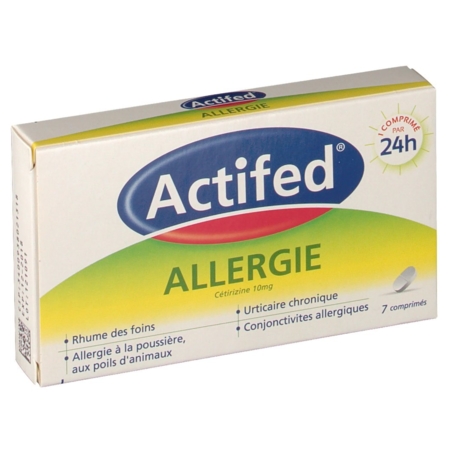 Actifed allergie cetirizine 10 mg, 7 comprimés pelliculés sécables