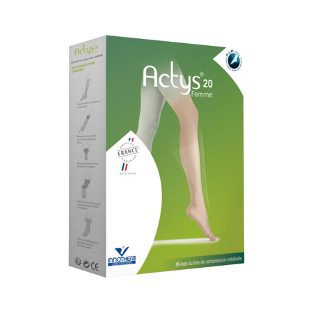 Actys 20 - 2 Bas Autofixants Femme, Taille 3 - Court- Beige