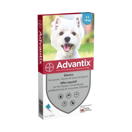 Advantix Petit Chien 4 à 10kg, 4 Pipettes de 1ml