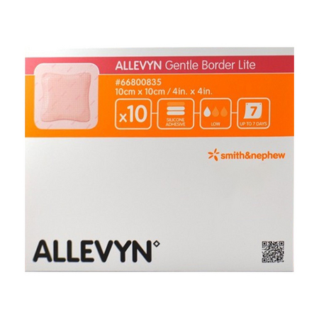 Allevyn Gentle Bord Lite Pansement 10 cm x 10 cm, 10 Pansements