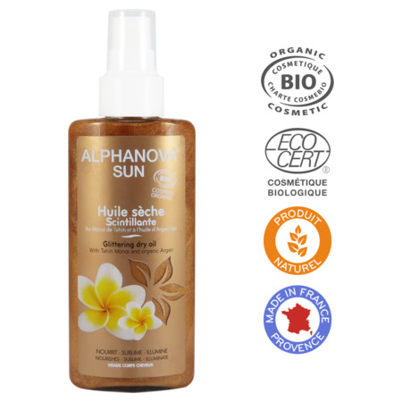 Alphanova Sun - Huile Sèche Scintillante Bio Spray Après Solaire, 125ml