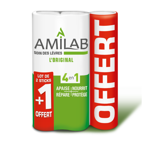 Amilab soin levres stick, 3 x 3,6 ml