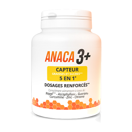 Anaca 3 + Capteur Graisses et Sucres 5 en 1, Pilulier de 120 Gélules