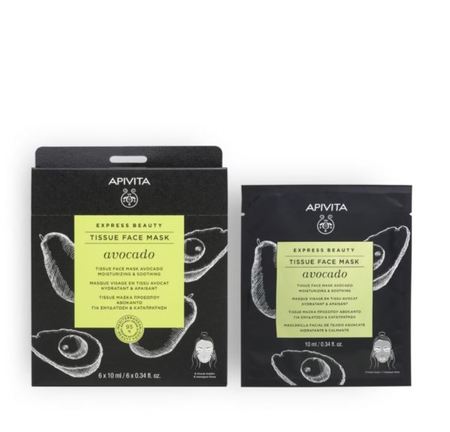 Apivita Masque Visage en Tissu Hydratant et Apaisant à l'Avocat, 10ml