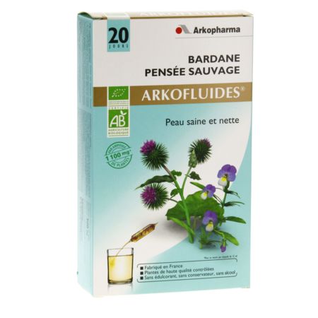 Arkofluide bio bardane pensee sauvage, 20 ampoules