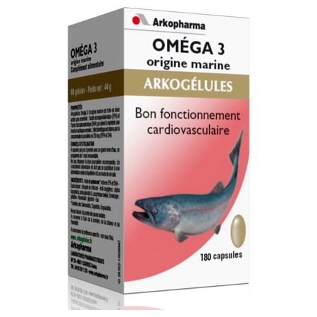 Arkopharma arkogélules oméga 3, origine marine - 180 capsules