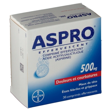 Aspro 500 effervescent, 20 comprimés effervescents