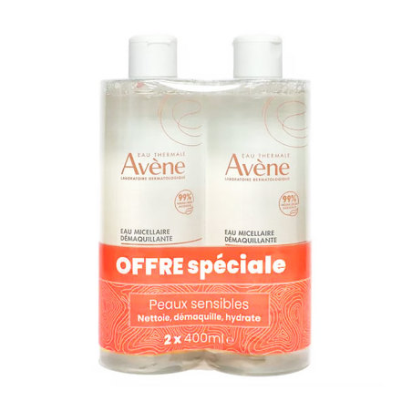 Avène Eau Micellaire Démaquillante Visage & Yeux, 2 x 400 ml