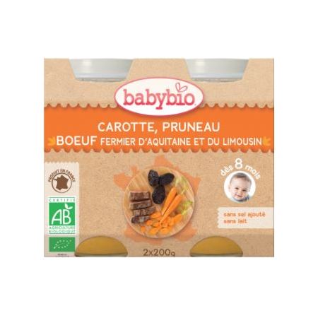 Babybio Menu Carotte/Prune/Boeuf 2X