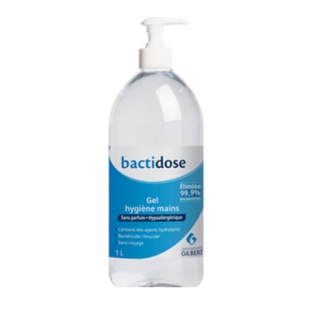 Bactidose Gel hydroalcoolique sans parfum, 1 L