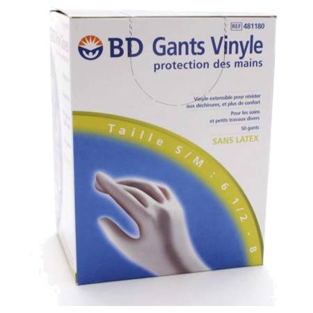 Bd gant vinyle s/m, x 50