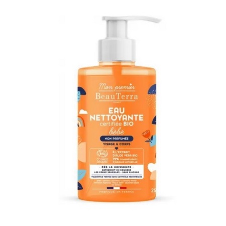 BeauTerra Eau nettoyante bébé non parfumée, 750 ml