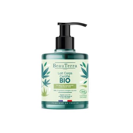 Beauterra Lait Corps Certifié BIO Huile de Chanvre et Aloe Vera, 500 ml