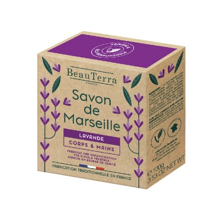 BeauTerra Savon de Marseille solide Lavande, 100 gr