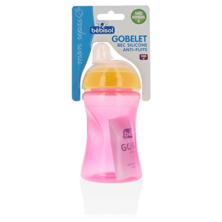 Bébisol  gobelet bec silicone pp 300 ml bleu