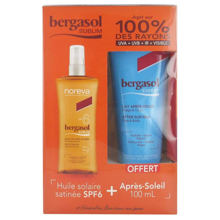 Bergasol Sublim Coffret Huile Solaire Satinée SPF6 + Après-Soleil, 150 + 100 ml
