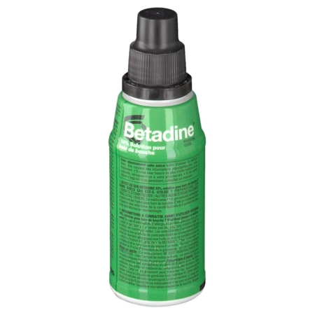 Betadine 10 %, flacon de 125 ml de solution pour bain de bouche