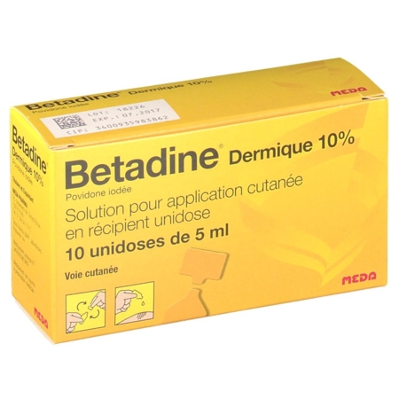 Betadine dermique 10 %, flacon de 125 ml de solution pour application locale