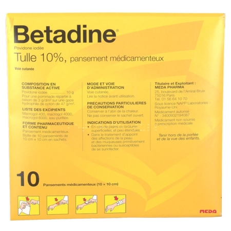 Betadine tulle 10 %, 10 sachets