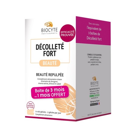 Biocyte Décolleté Fort Beauté repulpée 3 mois, 180 gélules