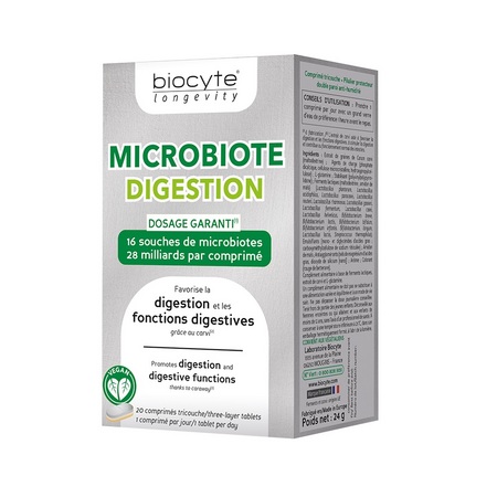 Biocyte Longevity Microbiote digestion, 20 comprimés