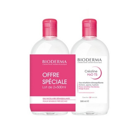 Bioderma Créaline H2O TS Eau micellaire démaquillante, 2 x 500 ml