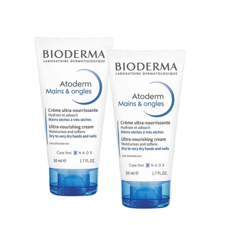 Bioderma Atoderm Crème Ultra-Nourrissante Mains & Ongles, 2 x 50 ml