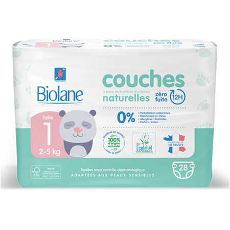 Biolane Couches Éco-Responsable Single Taille 1 2-5 kg, 28 Couches