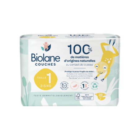 Biolane Couches Éco-Responsable Single Taille 1 2-5 kg, 28 Couches