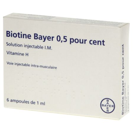 Biotine bayer 0,5 %, 6 ampoules de solution injectable im