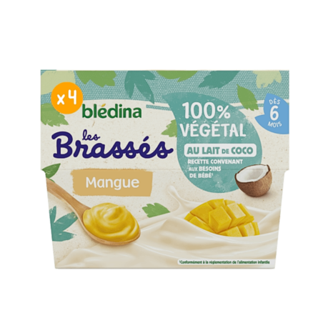 Blédina Brassés Mangue au Lait de Coco, x 4