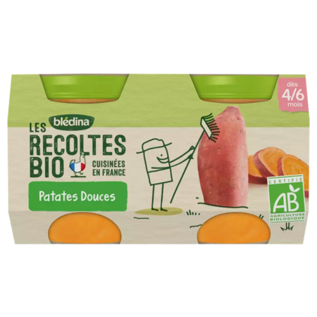 Blédina Les Récoltes Bio Patate Douces, 2 x 130 g