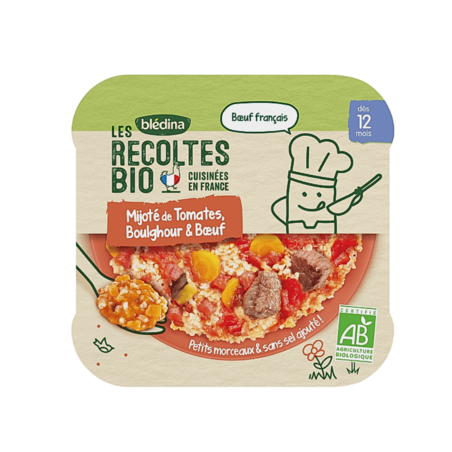 Blédina Récoltes Bio Mijoté de Tomates, Boulghour et Bœuf, 230 gr