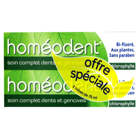 Boiron Homéodent Dentifrice Soin Complet Dents et Gencives Chlorophylle, Lot de 2x75ml