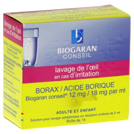 Borax Acide Borique Biogaran Conseil 12 Mg 18 Mg Par Ml Prix Notice Effets Secondaires Posologie Solution Pour Lavage Ophtalmique En Recipient Unidose