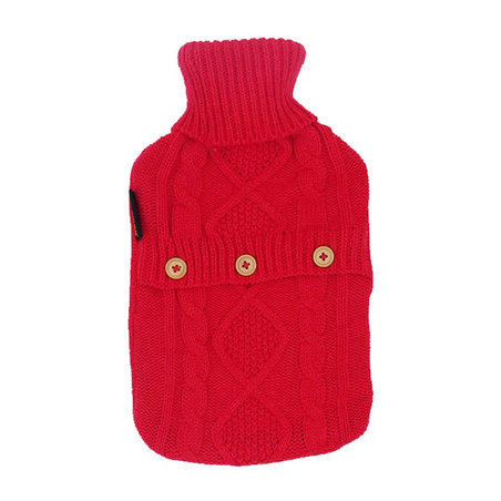 Bouillotte à Eau Housse Tricot Rouge, 2L