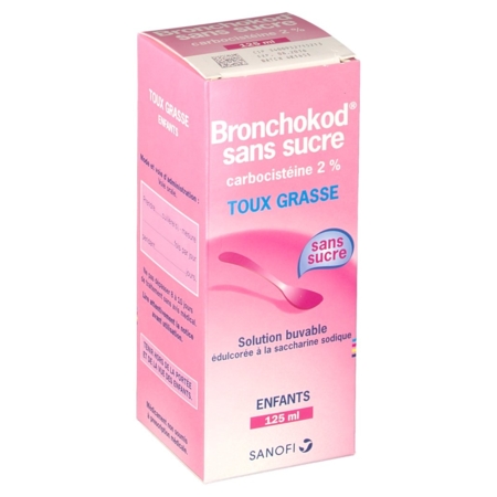 Bronchokod sans sucre enfants 2 %, flacon de 125 ml de solution buvable