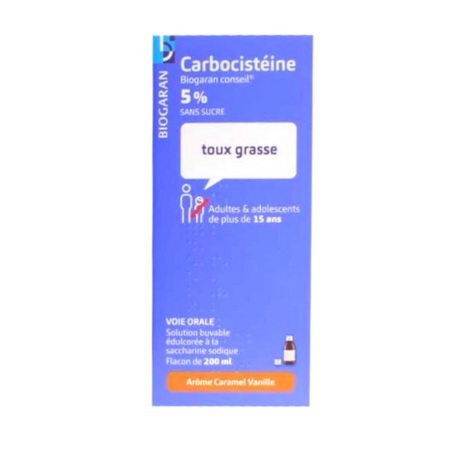 Carbocisteine biogaran conseil 5 % sans sucre, flacon de 200 ml de solution buvable