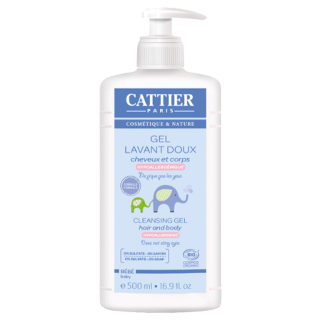 Cattier Bébé Gel Lavant Doux Corps & Cheveux Bio, 500 ml