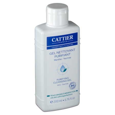 Cattier gel nettoyant purifiant menthe tea tree bio - 200ml