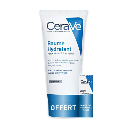 Cerave Baume Hydratant Peaux Sèches à Très Sèches + Mini Crème Hydratante Visage Offerte, 177 ml