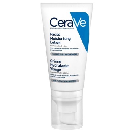 CeraVe Crème Hydratante Visage Peaux Normales à Sèches, 52 ml
